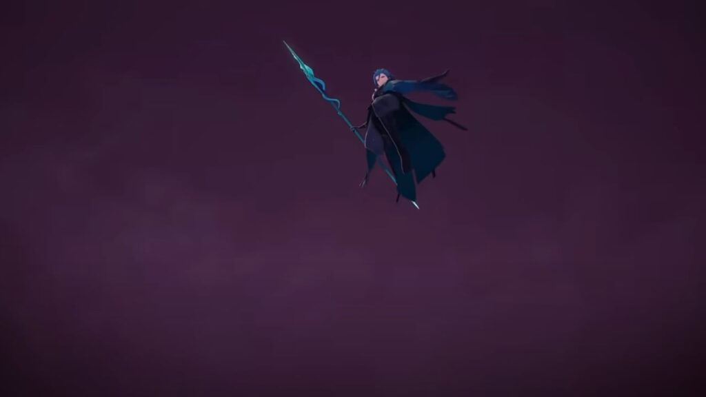 Feature image for our Wuthering Waves weapon tier list. It shows a character dropping through the air holding a polearm.